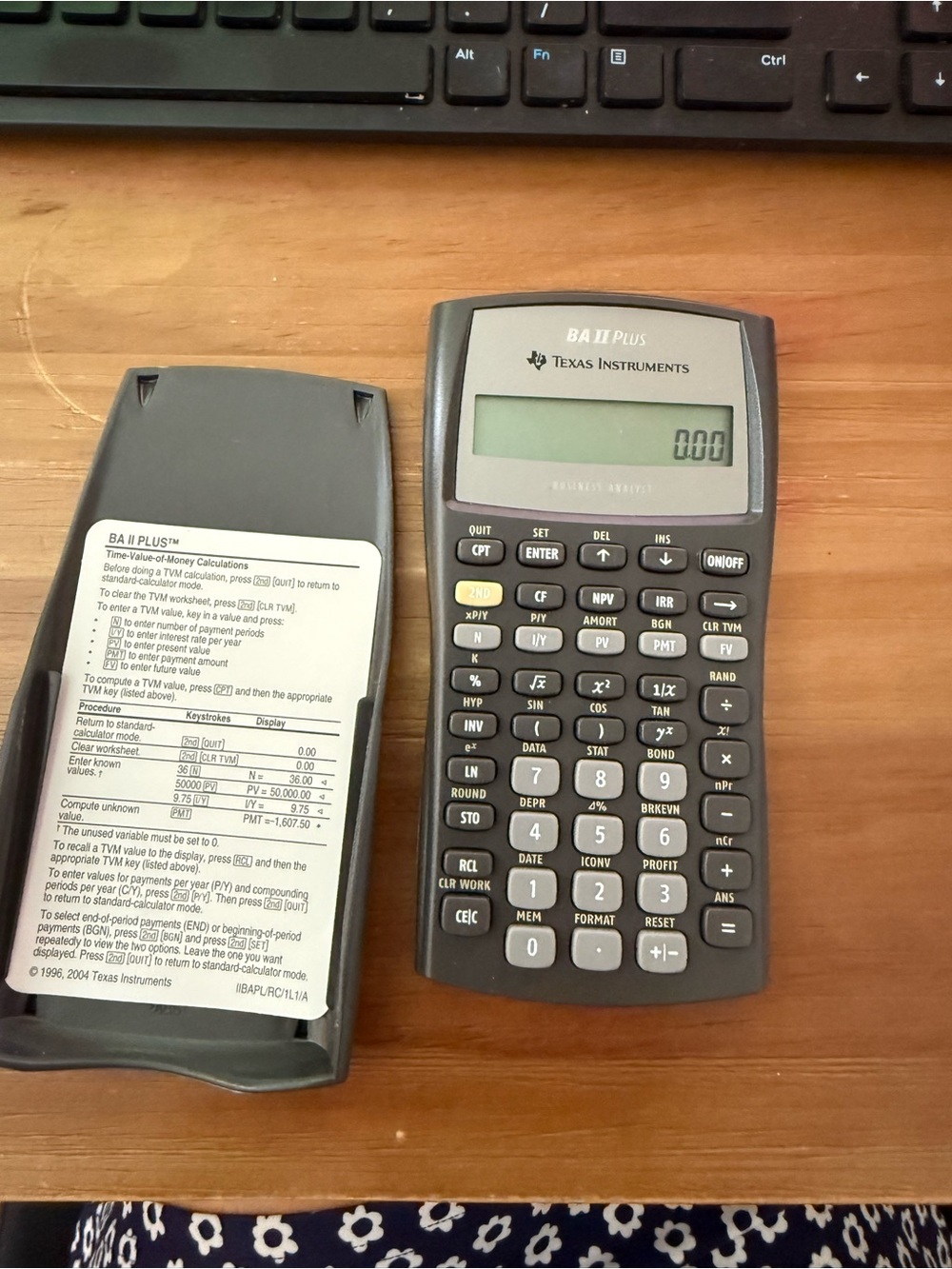 Texas Instruments BA II Plus Financial Calculator in Black and Gray